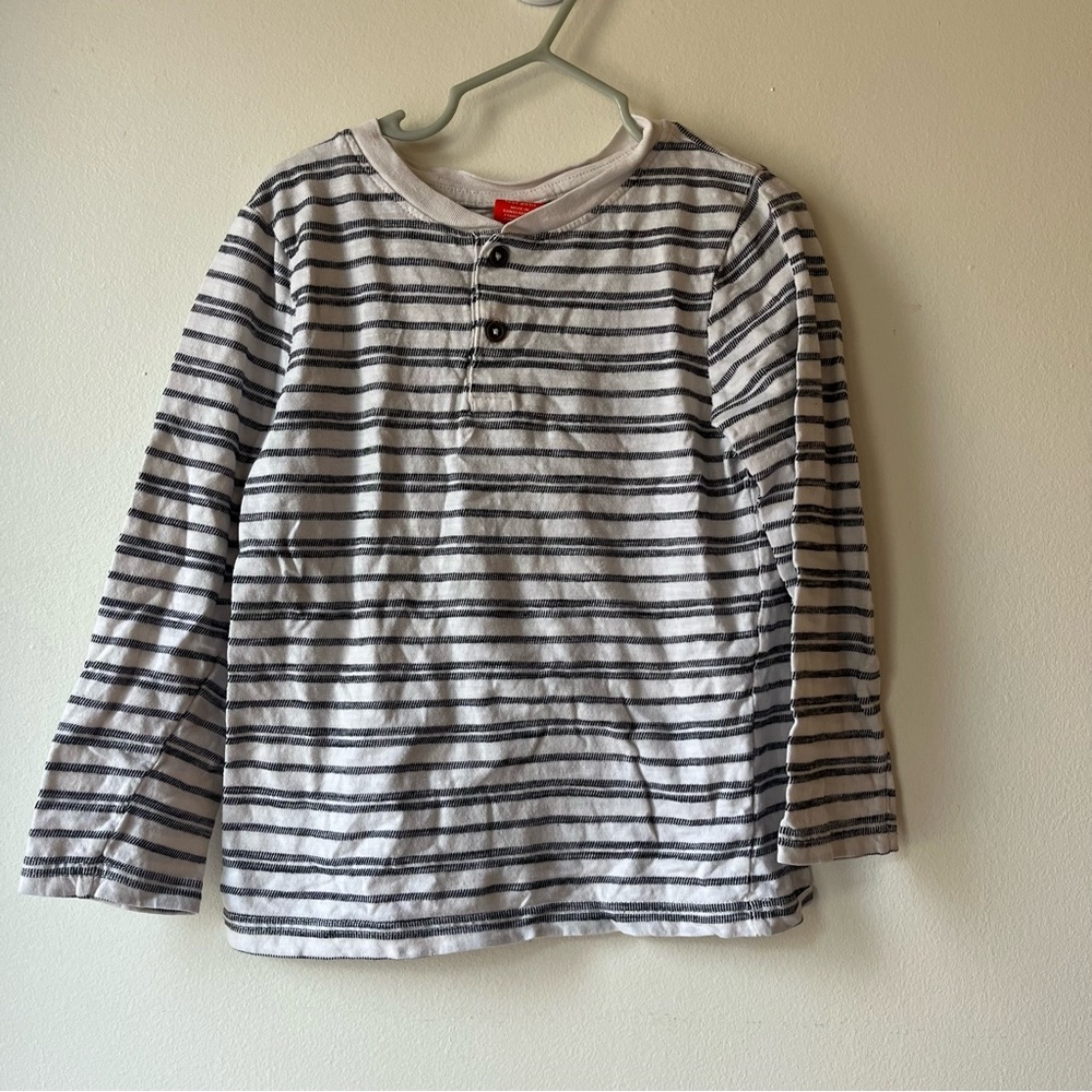 🌼 5/$20 Joe Fresh Boys Striped Henley Long Sleeve Shirt Size 5 Toddler Cotton